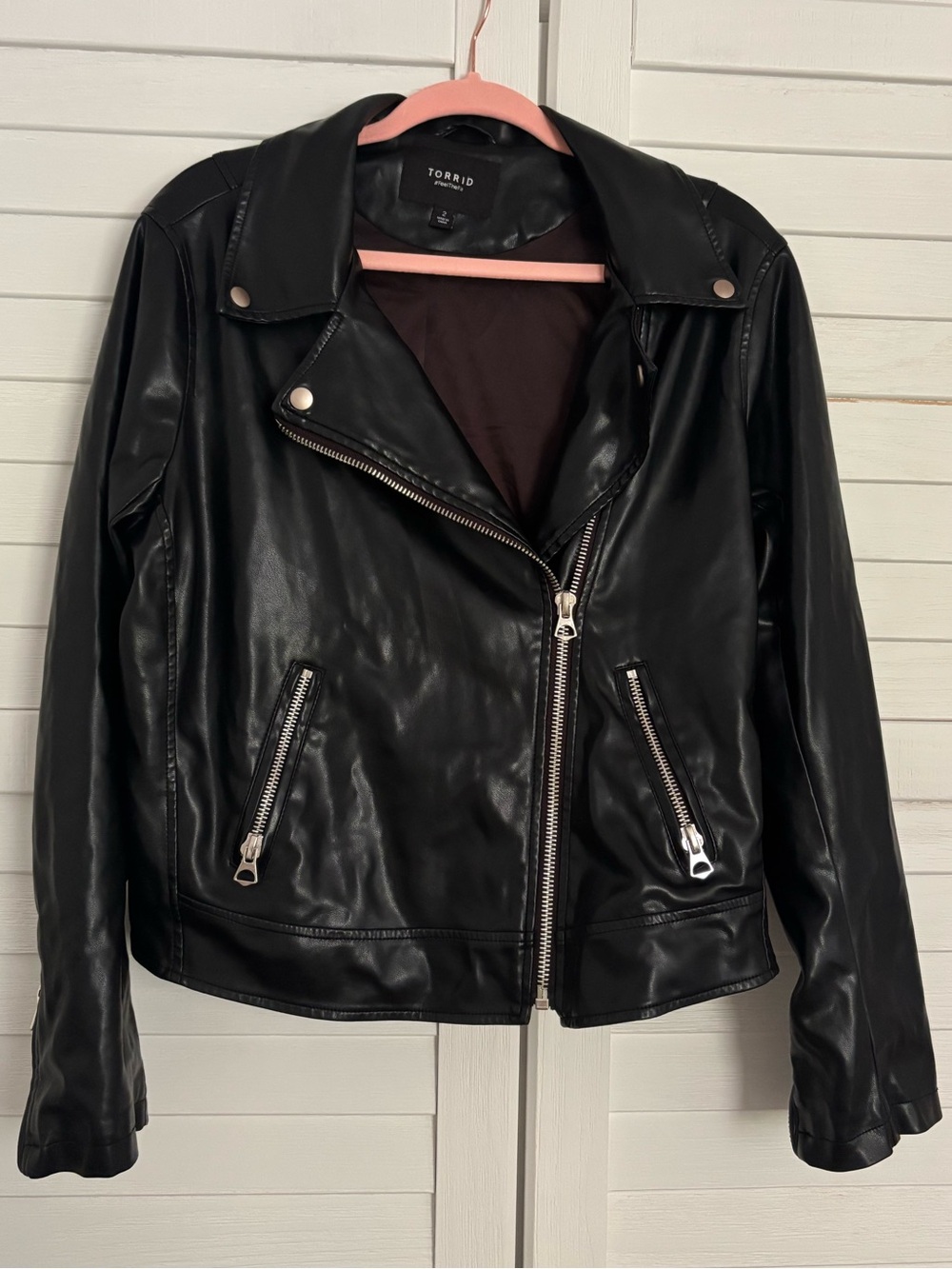 Torrid Black Faux Leather Moto Biker Jacket 2